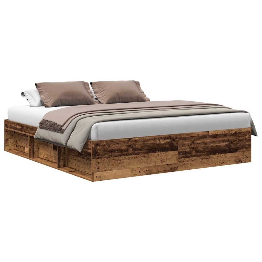 Cadre de lit sans matelas vieux bois 200x200 cm bois ingénierie - XIOS