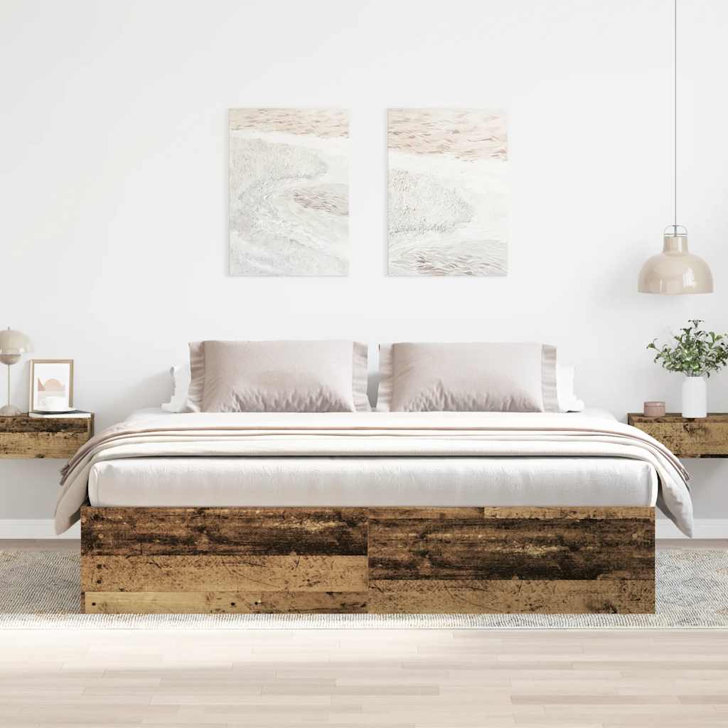 Cadre de lit sans matelas vieux bois 200x200 cm bois ingénierie - XIOS