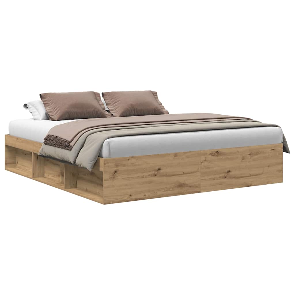 Cadre de lit sans matelas chêne artisanal 200x200 cm - XIOS