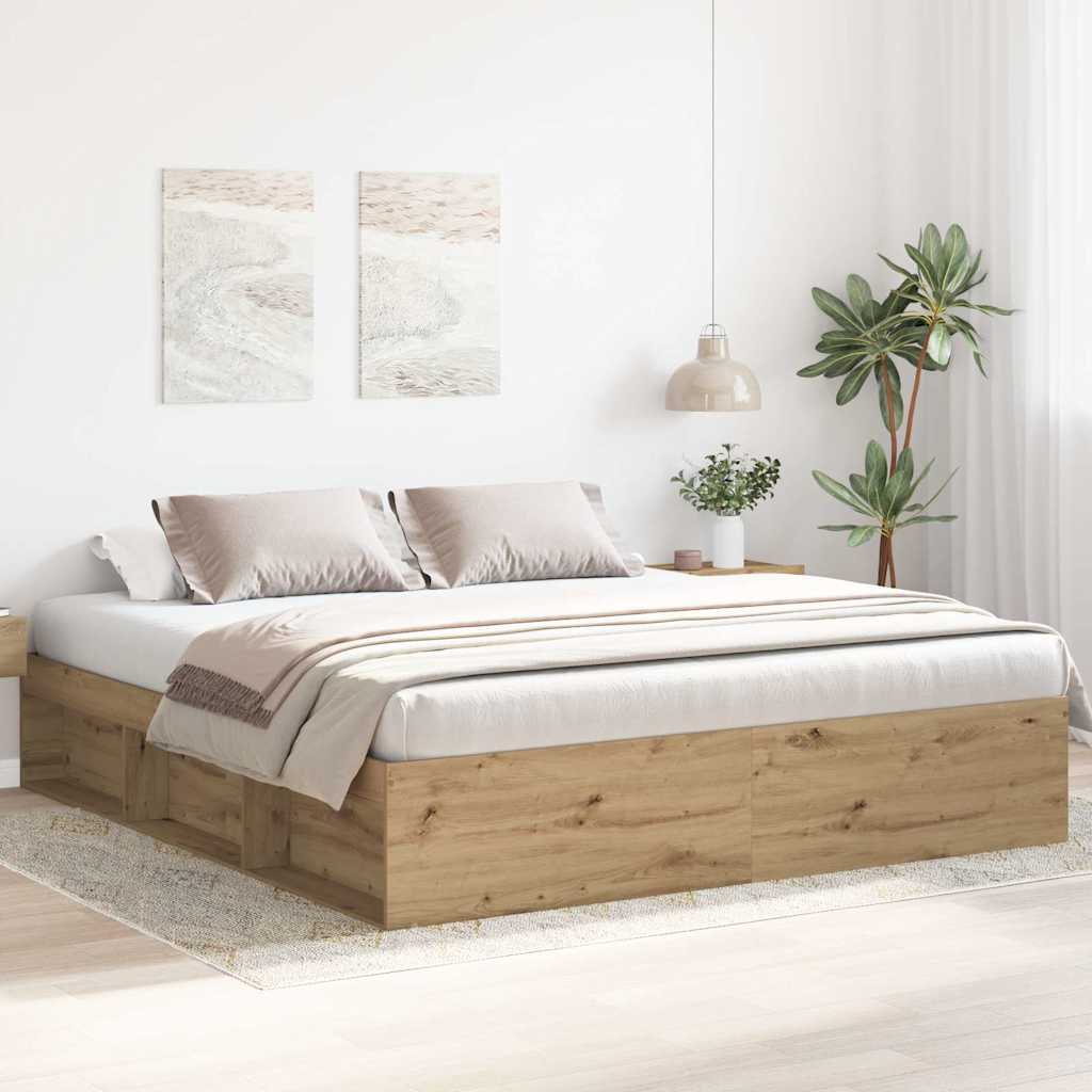Cadre de lit sans matelas chêne artisanal 200x200 cm - XIOS