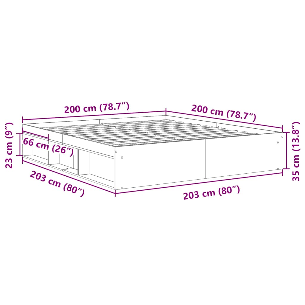 Cadre de lit sans matelas chêne artisanal 200x200 cm - XIOS
