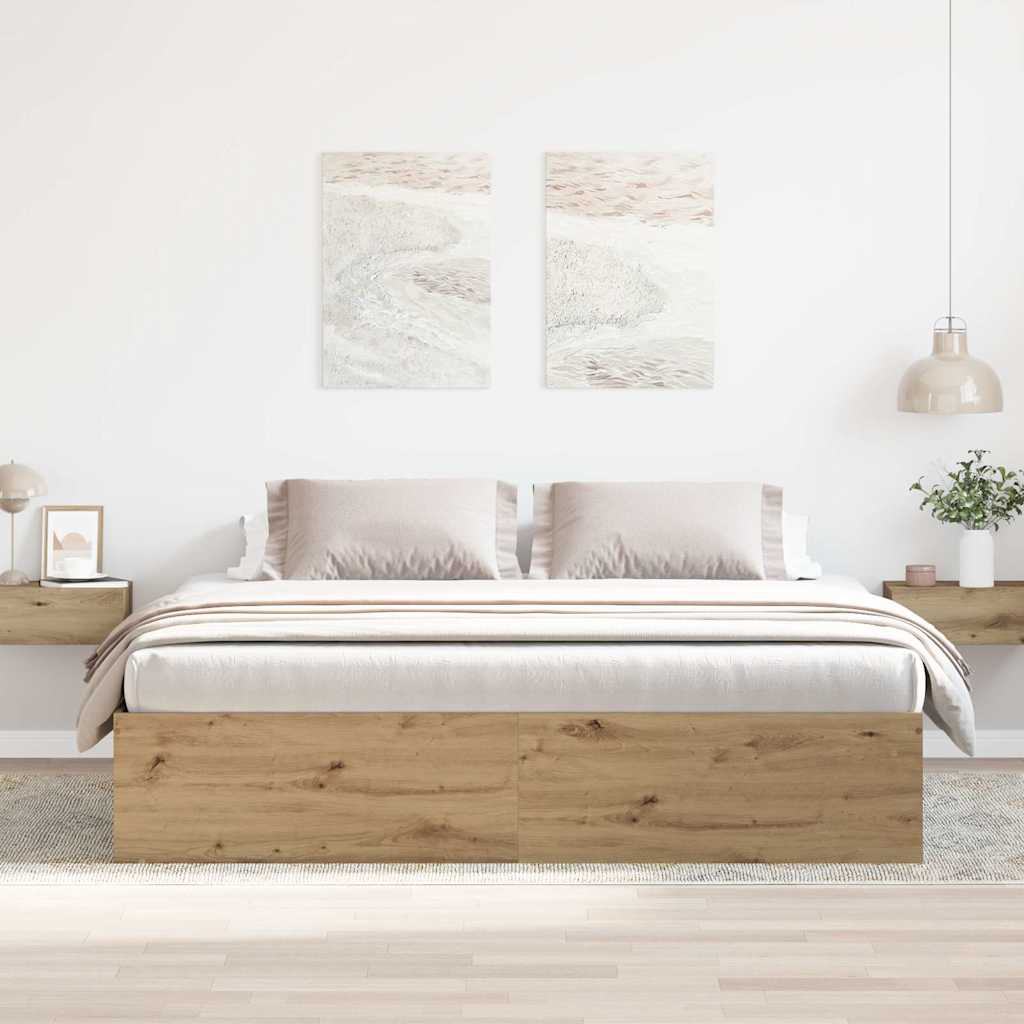 Cadre de lit sans matelas chêne artisanal 200x200 cm - XIOS