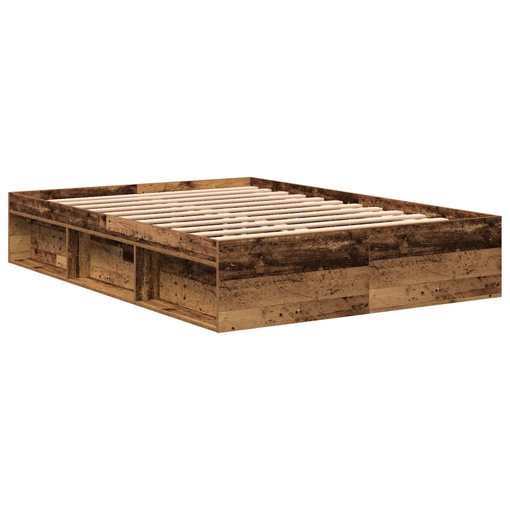 Cadre de lit sans matelas vieux bois 120x190 cm bois ingénierie - XIOS