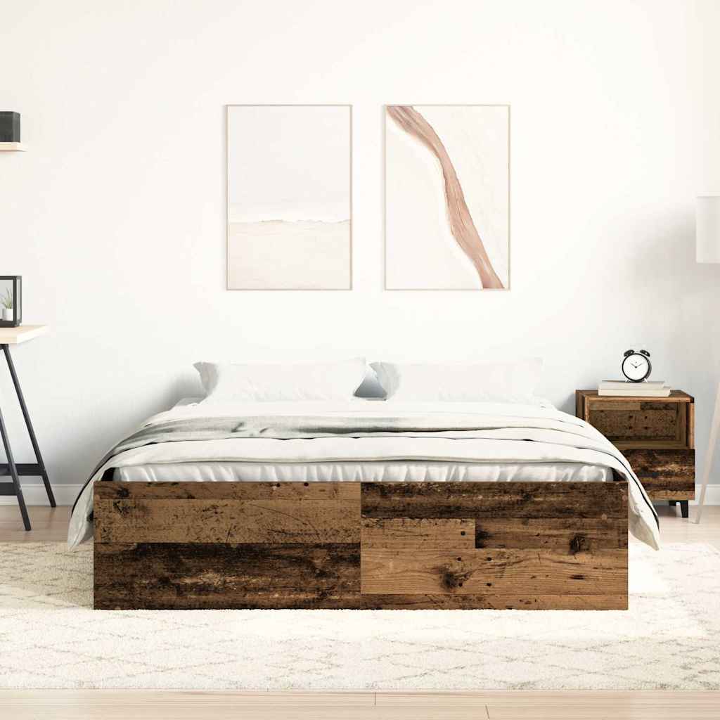 Cadre de lit sans matelas vieux bois 140x190 cm bois ingénierie - XIOS