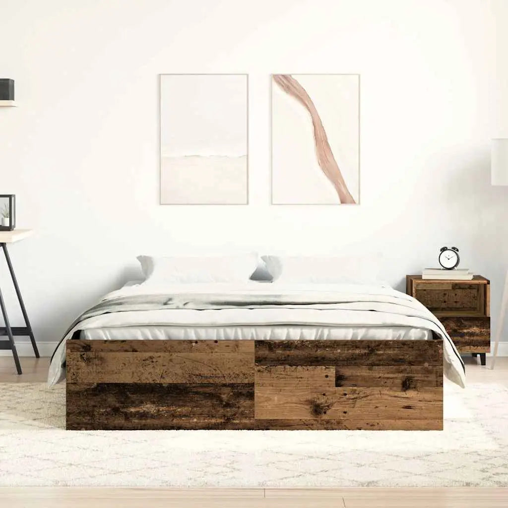 Cadre de lit sans matelas vieux bois 140x190 cm bois ingénierie - XIOS