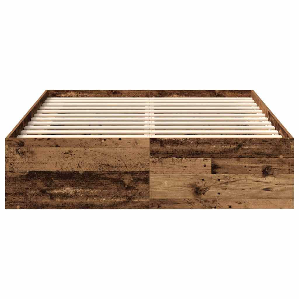 Cadre de lit sans matelas vieux bois 140x190 cm bois ingénierie - XIOS