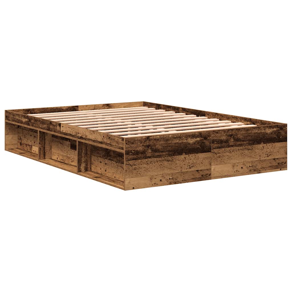 Cadre de lit sans matelas vieux bois 140x190 cm bois ingénierie - XIOS