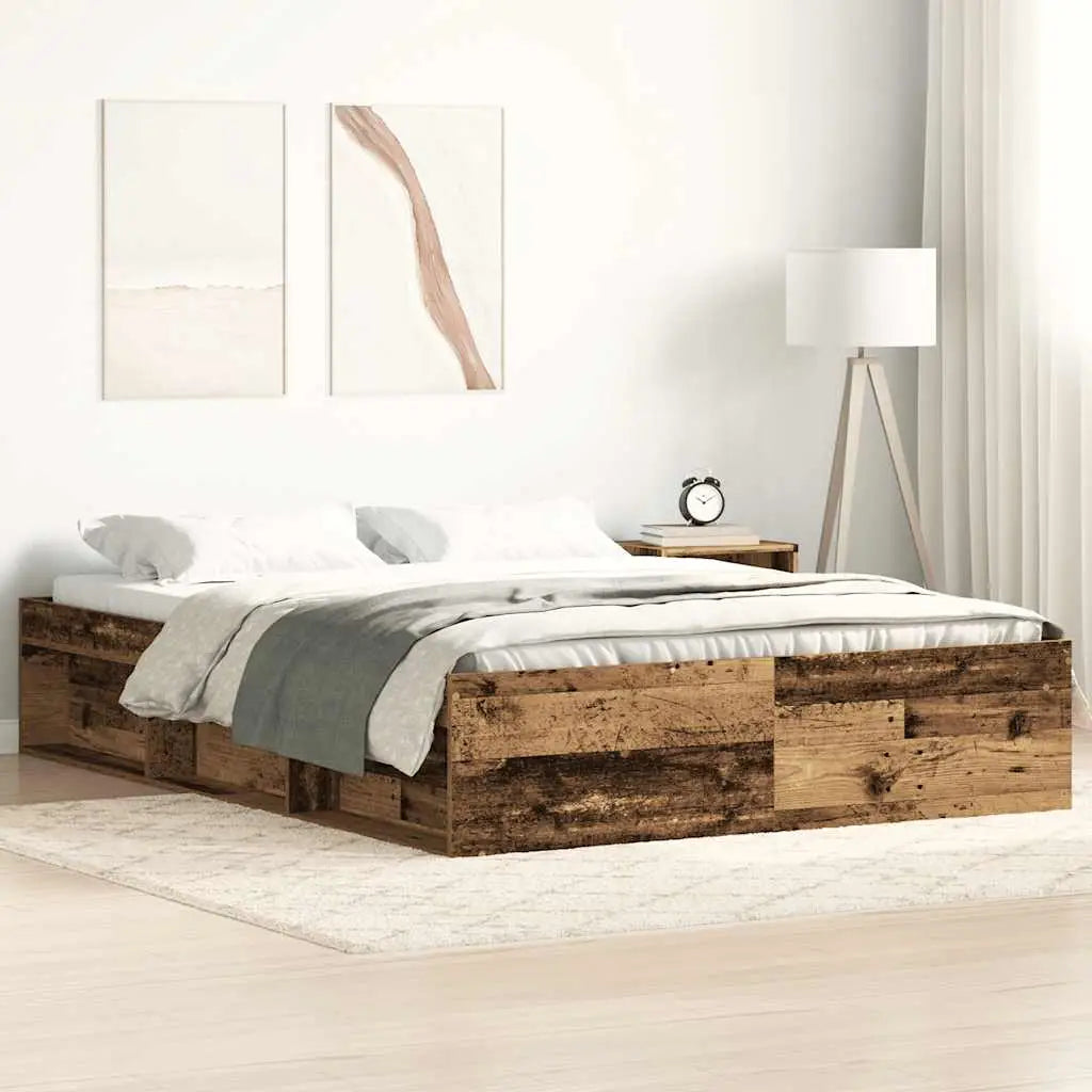 Cadre de lit sans matelas vieux bois 140x190 cm bois ingénierie - XIOS