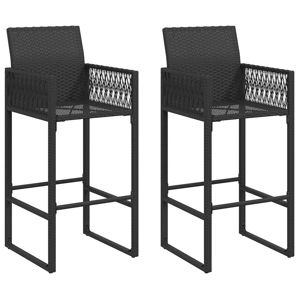 Ensemble de bar de jardin 3 pcs sans coussins noir poly rotin