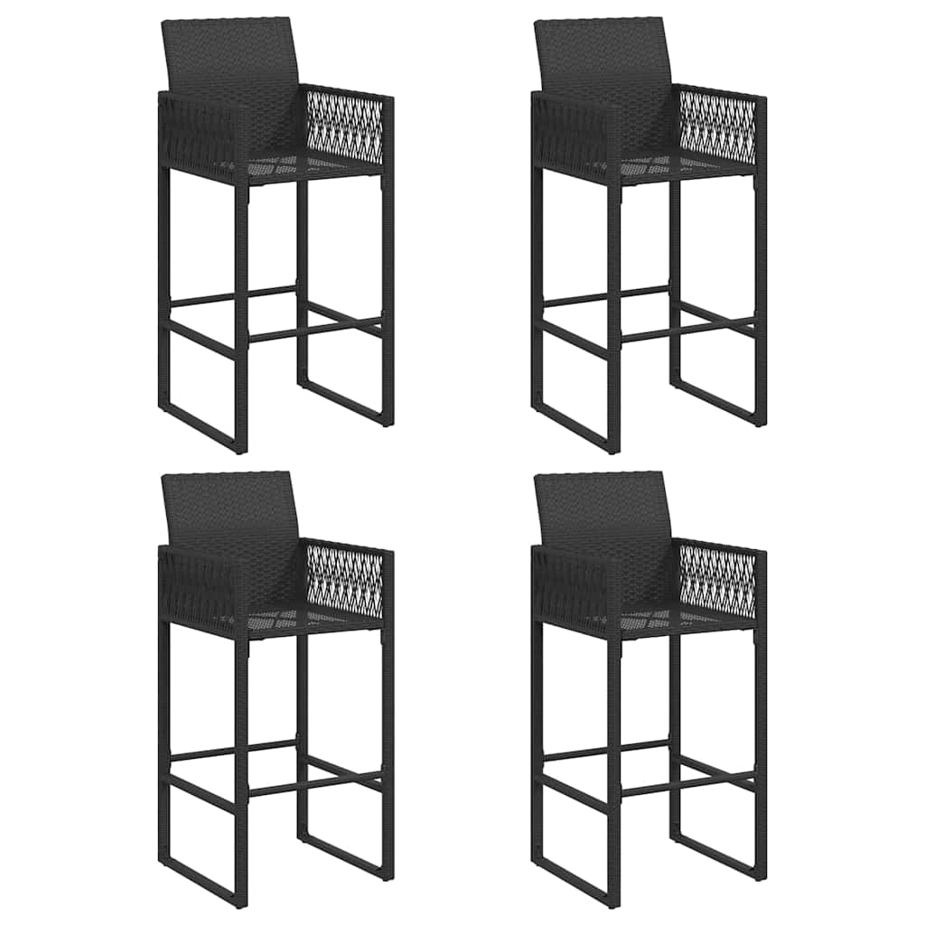 Ensemble de bar de jardin 5 pcs sans coussins noir poly rotin