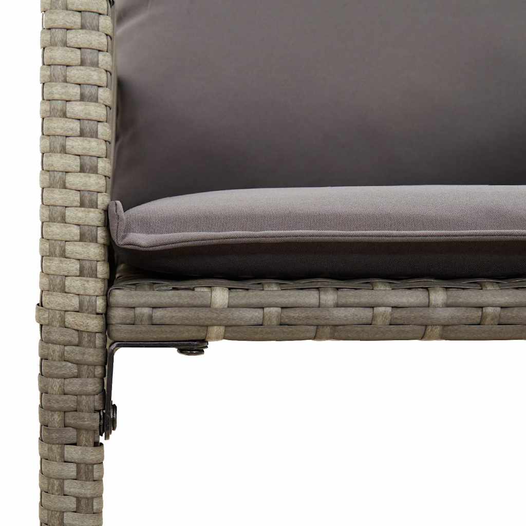 Ensemble de bar de jardin 3 pcs et coussins gris résine tressée