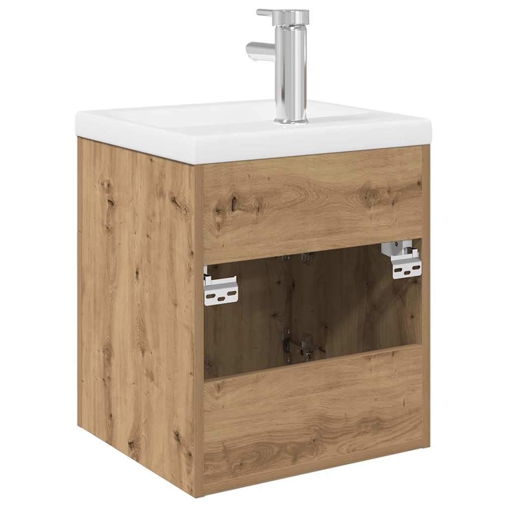 Meuble lavabo avec bassin et robinet intégrés chêne artisanal