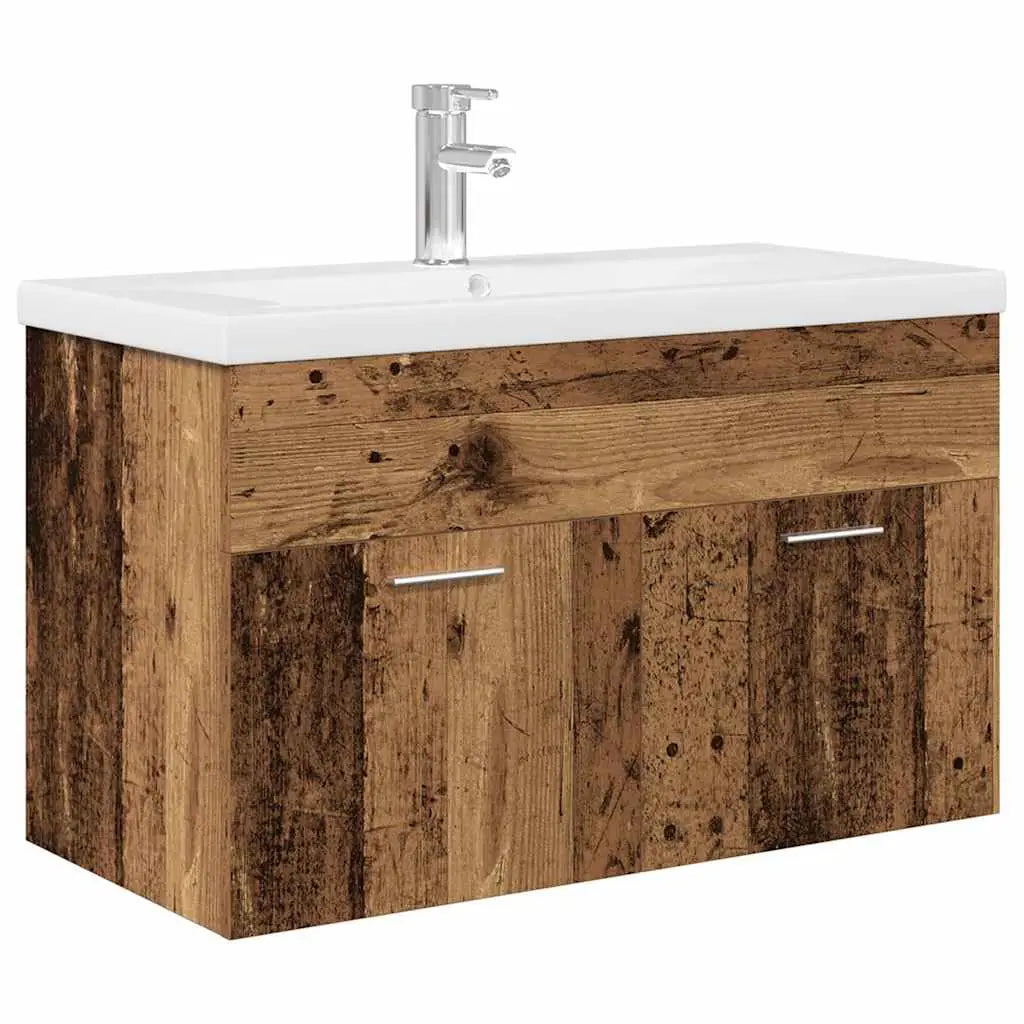 Meuble avec vasque intégrée vieux bois bois d’ingénierie - XIOS
