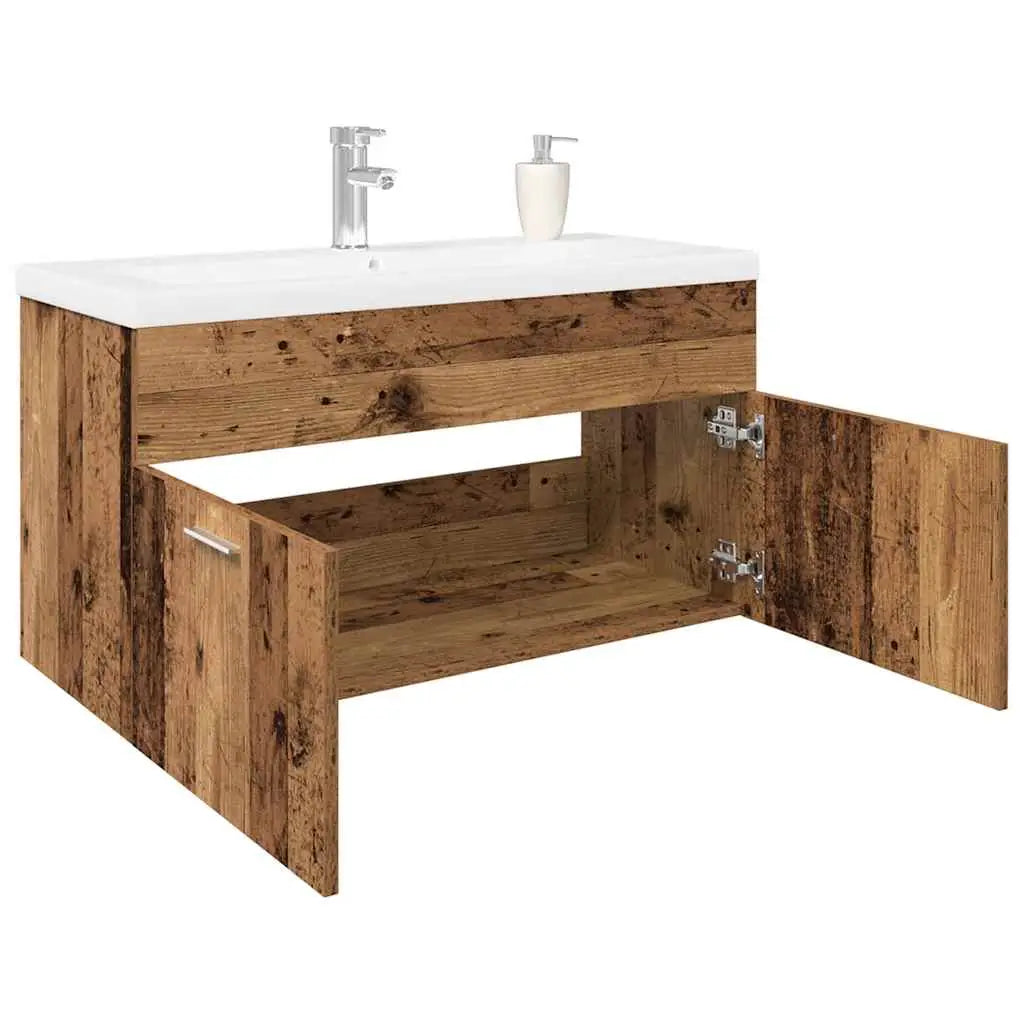 Meuble avec vasque intégrée vieux bois bois d’ingénierie - XIOS