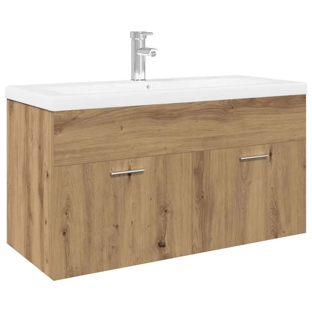 Meuble lavabo et bassin intégré chêne artisanal bois ingénierie - XIOS