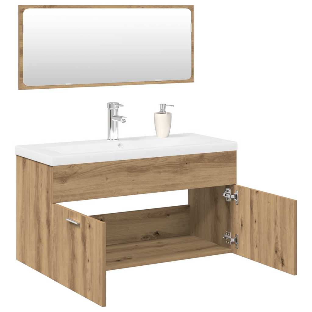 Ensemble de meubles salle de bain 3 pcs bois d'ingénierie