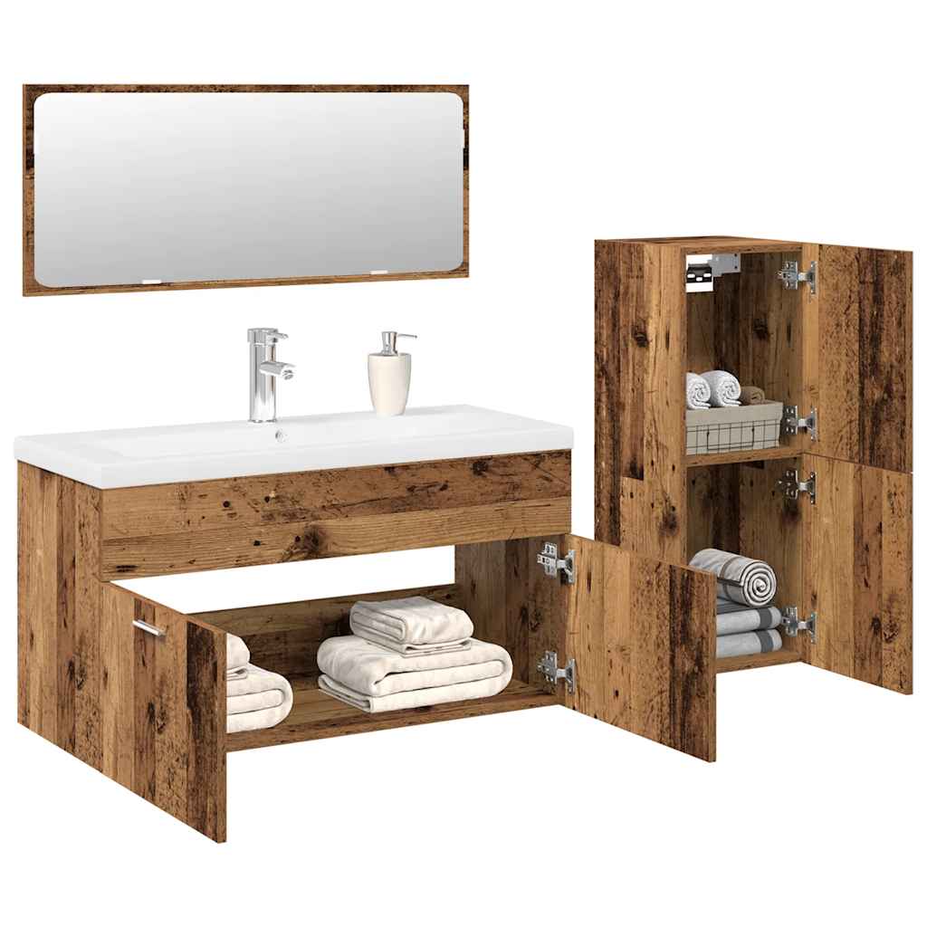 Ensemble de meubles salle de bain 4 pcs bois d'ingénierie
