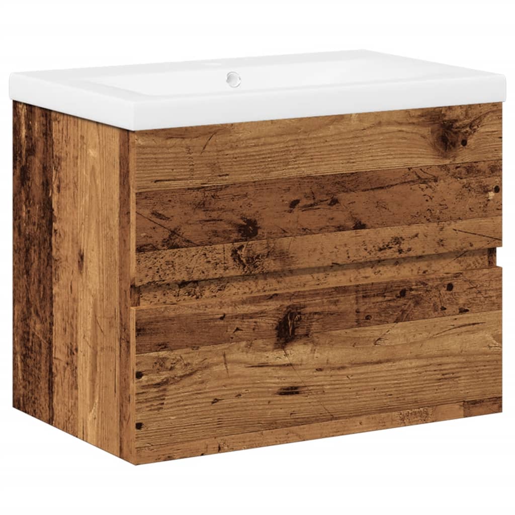 Armoire lavabo avec bassin intégré vieux bois - XIOS