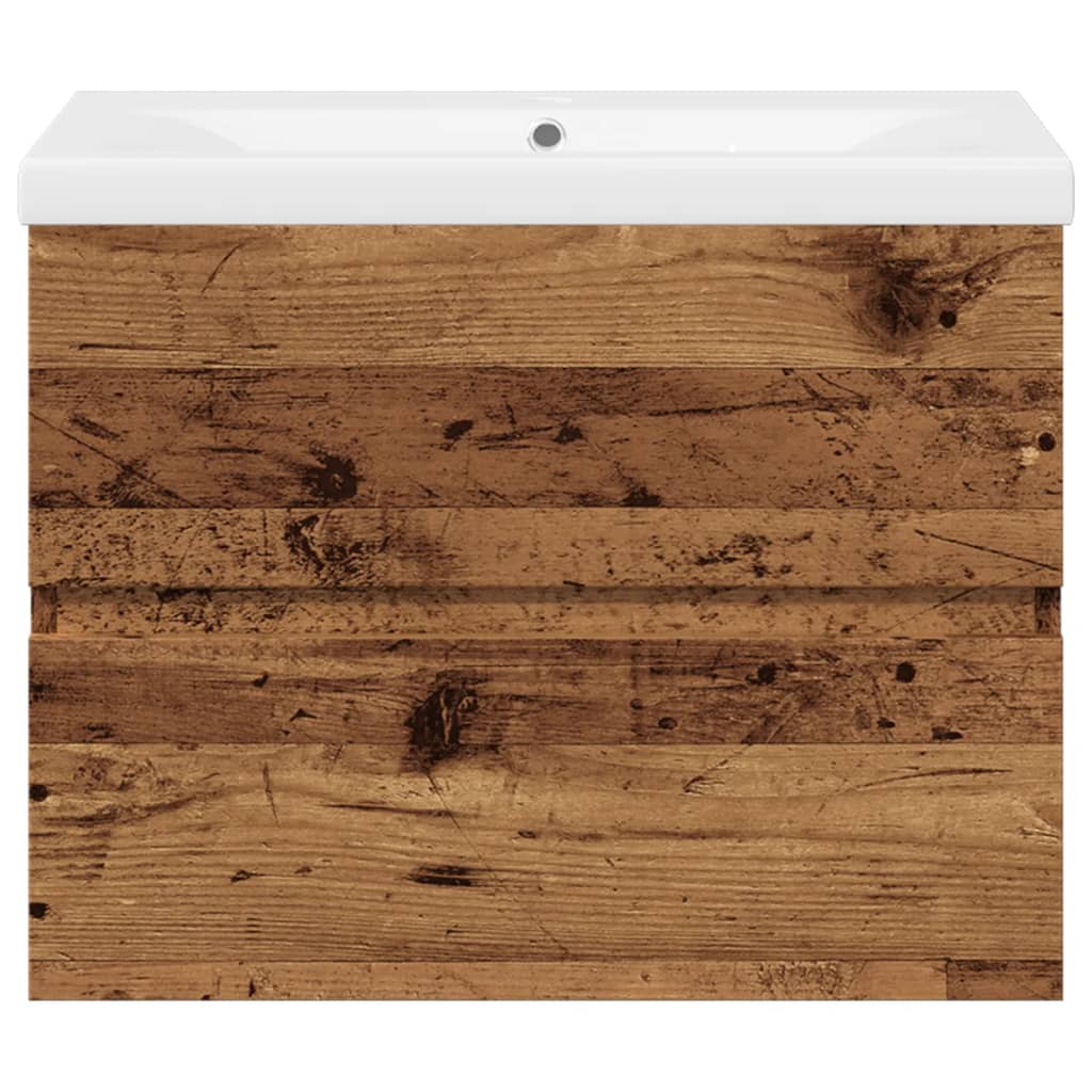 Armoire lavabo avec bassin intégré vieux bois - XIOS