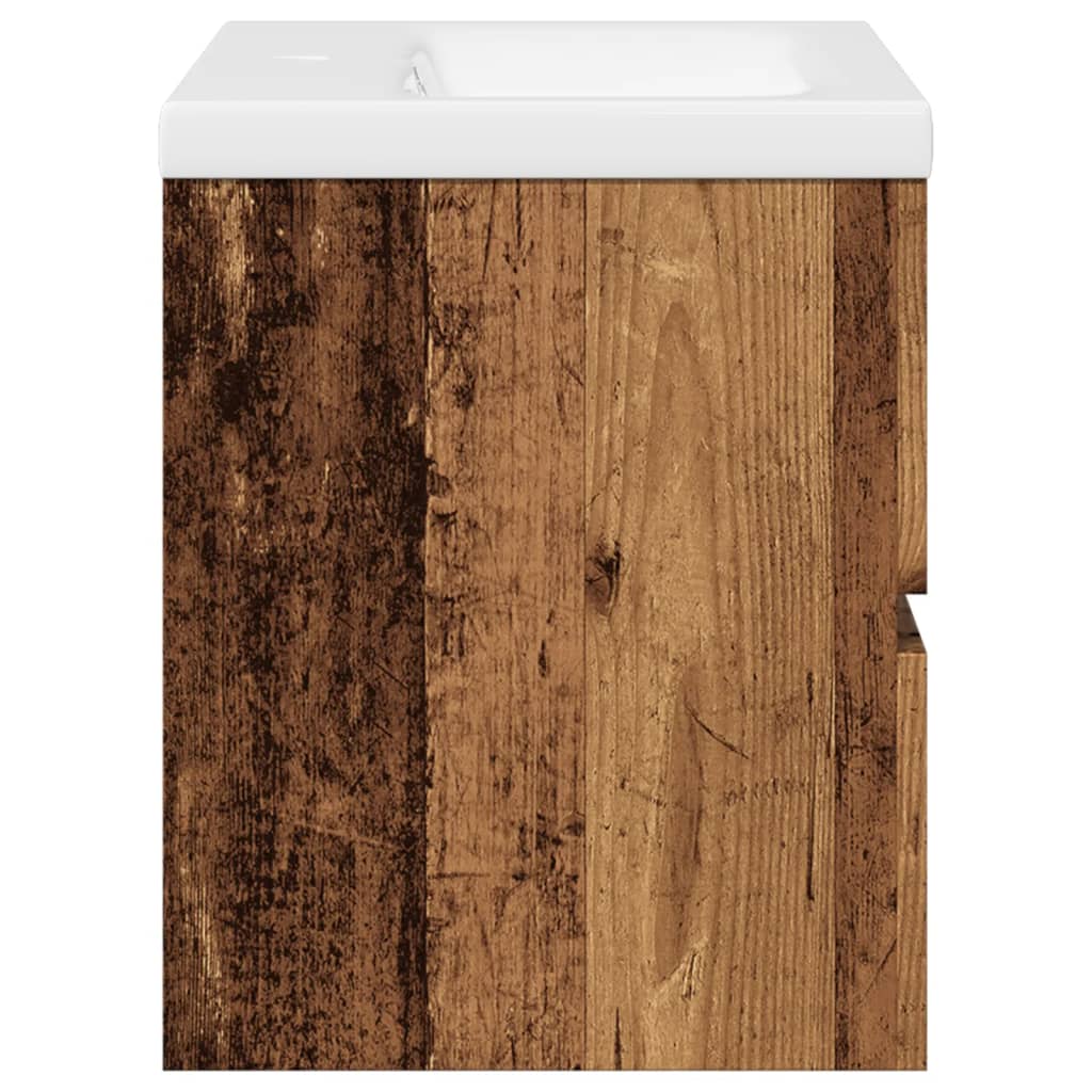 Armoire lavabo avec bassin intégré vieux bois - XIOS