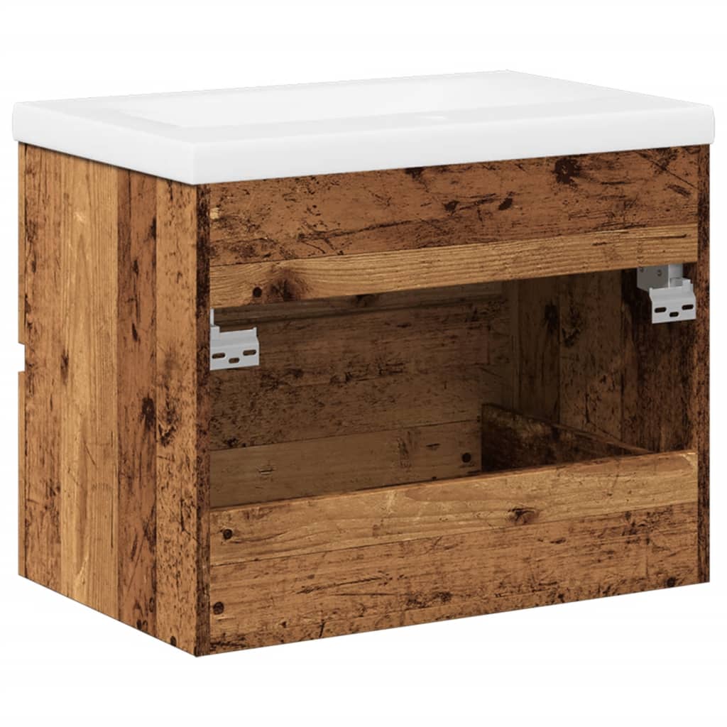 Armoire lavabo avec bassin intégré vieux bois - XIOS