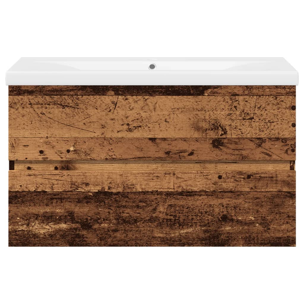 Armoire lavabo avec bassin intégré vieux bois - XIOS