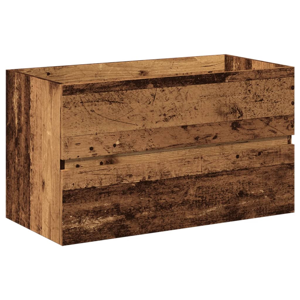 Armoire lavabo avec bassin intégré vieux bois - XIOS