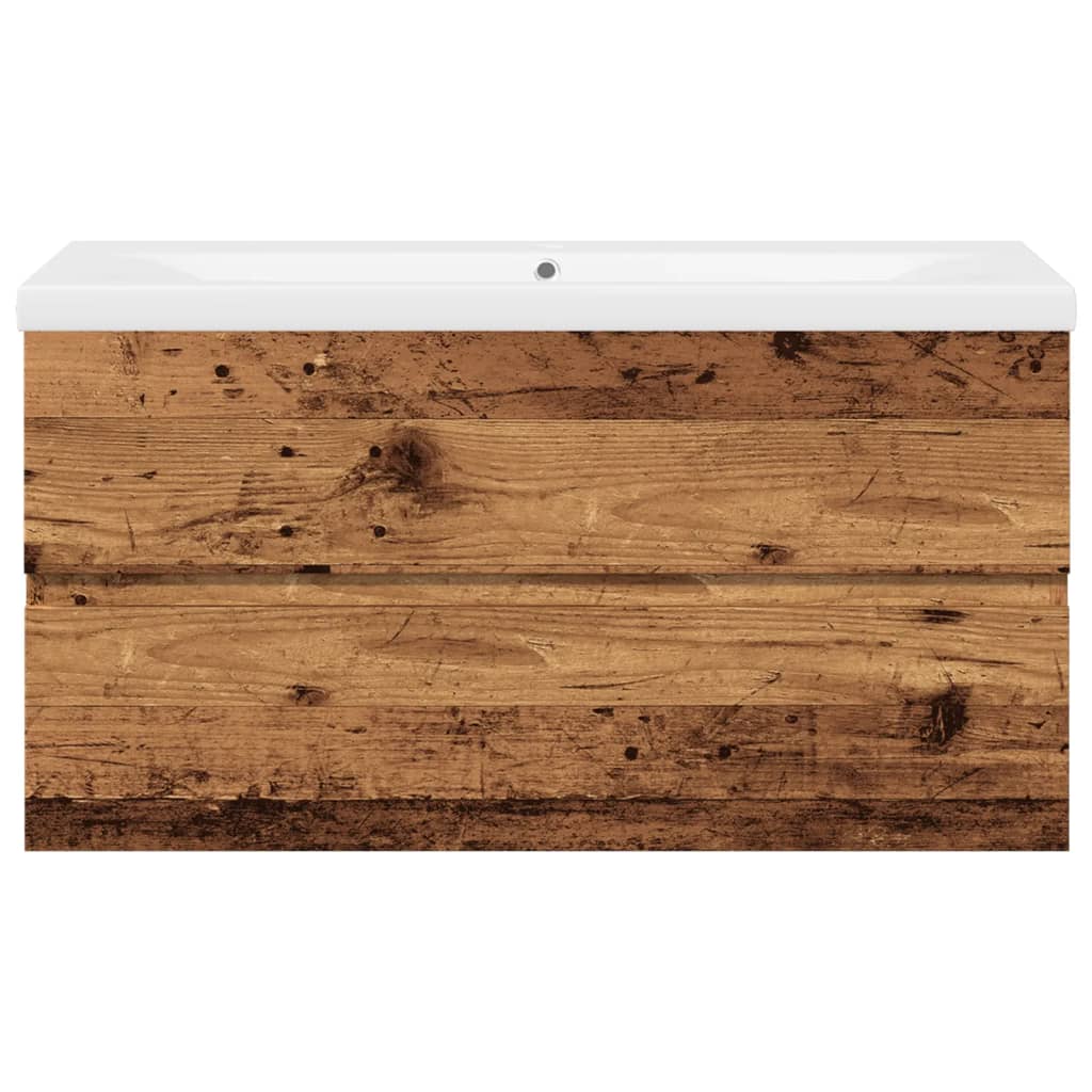 Armoire lavabo avec bassin intégré vieux bois