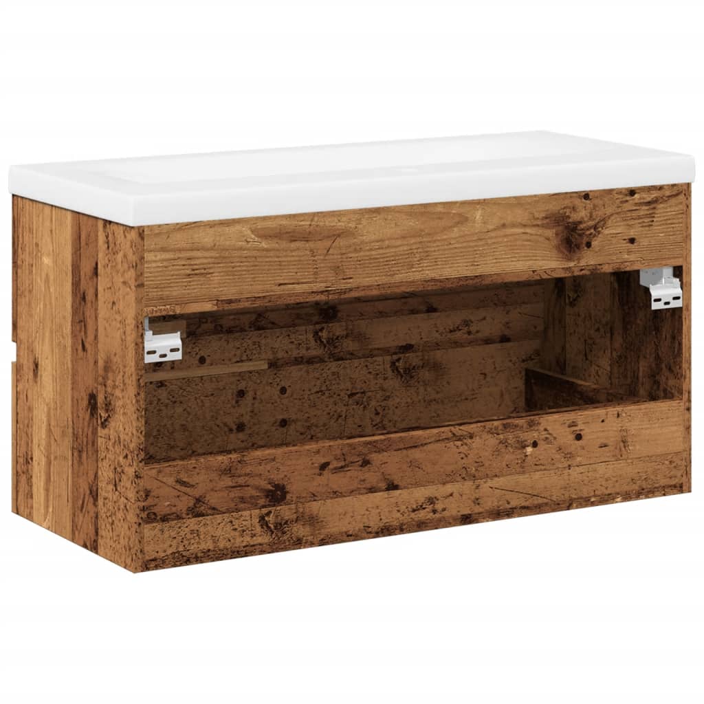 Armoire lavabo avec bassin intégré vieux bois