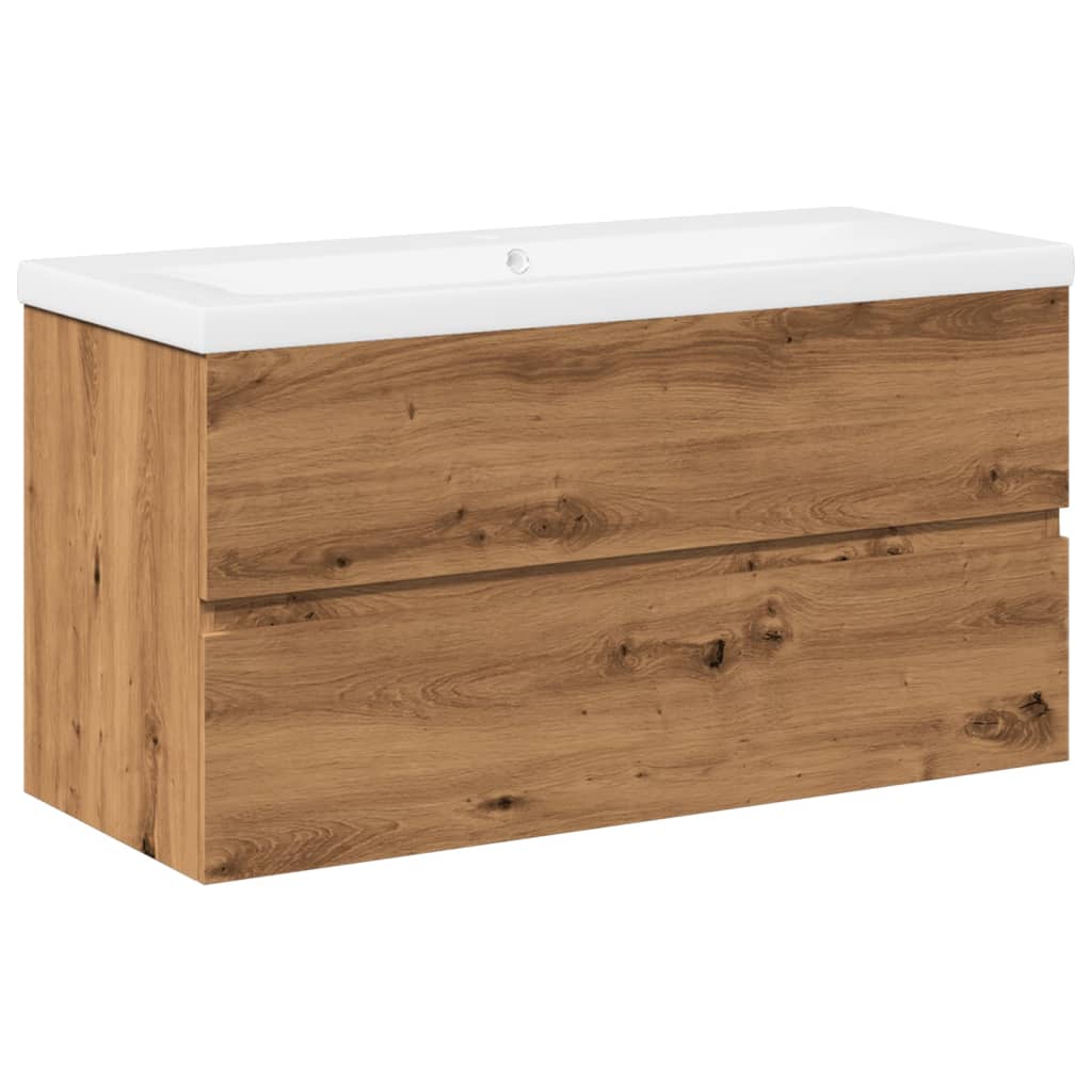 Armoire lavabo avec bassin intégré chêne artisanal - XIOS