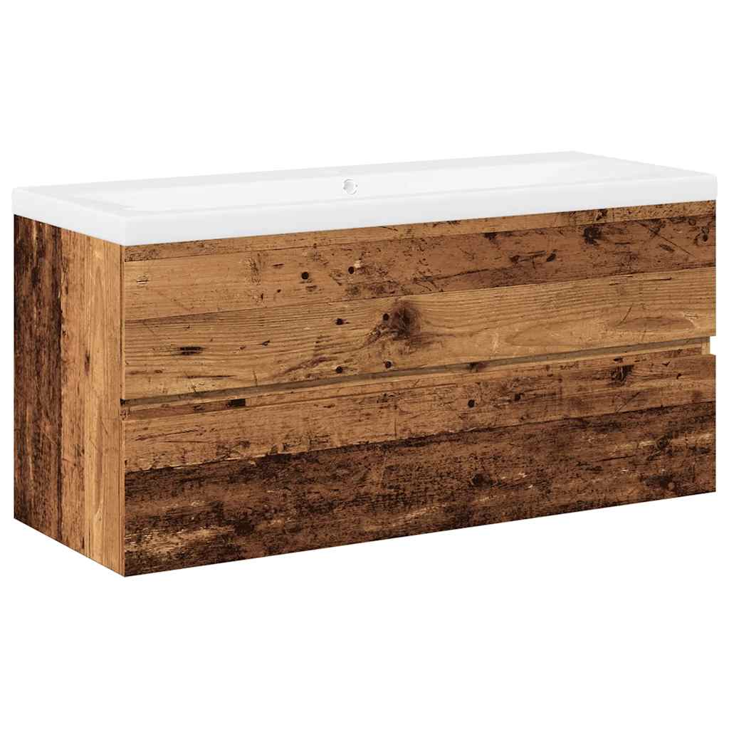Armoire lavabo avec bassin intégré vieux bois - XIOS