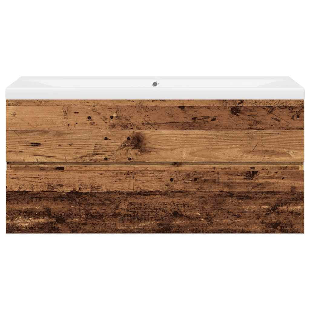 Armoire lavabo avec bassin intégré vieux bois