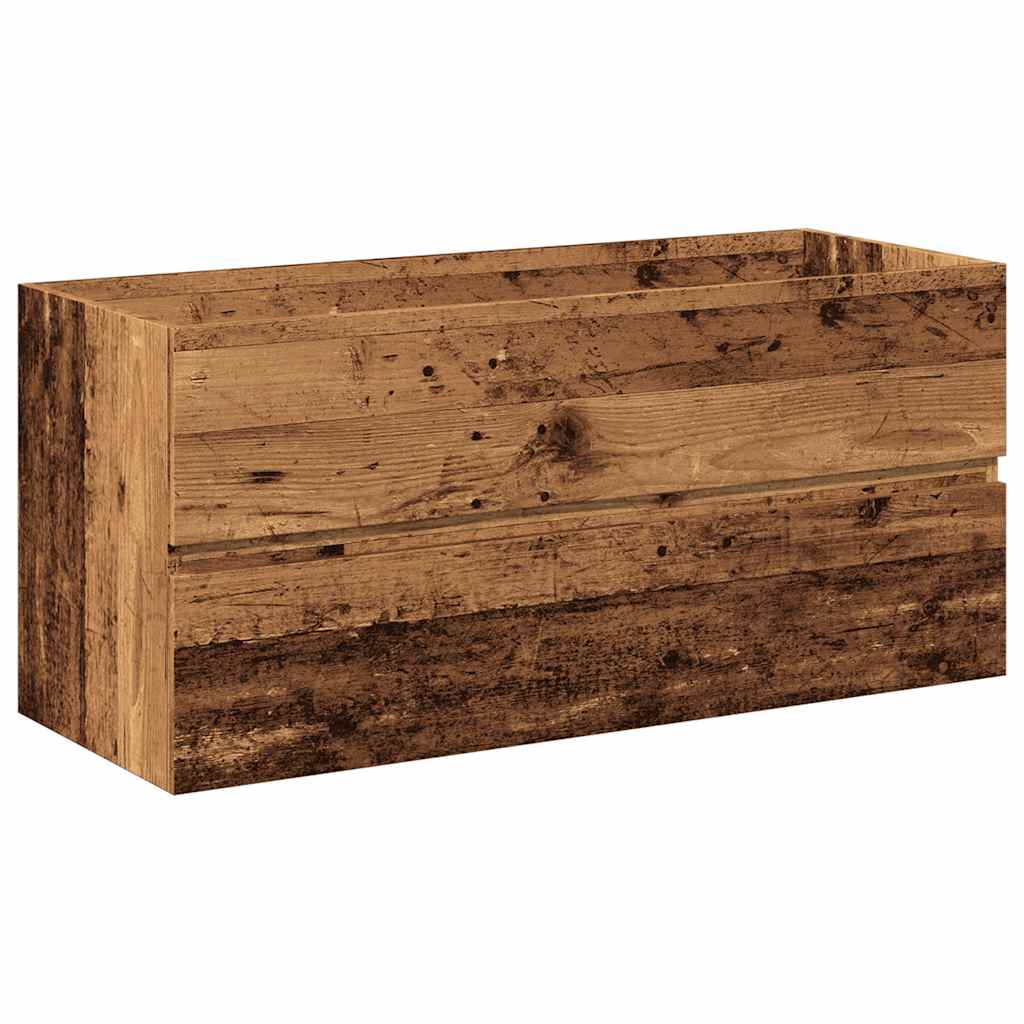 Armoire lavabo avec bassin intégré vieux bois