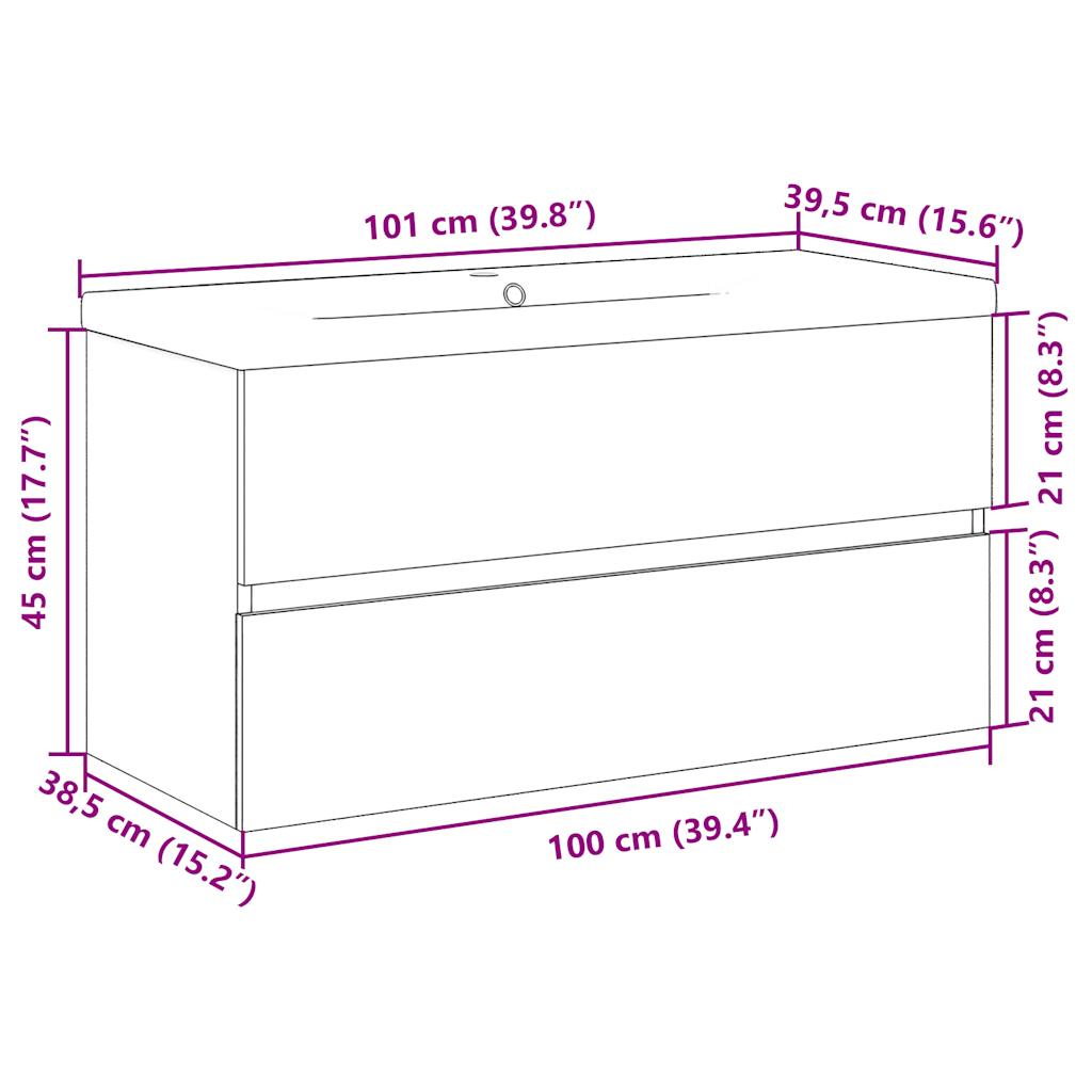Armoire lavabo avec bassin intégré vieux bois