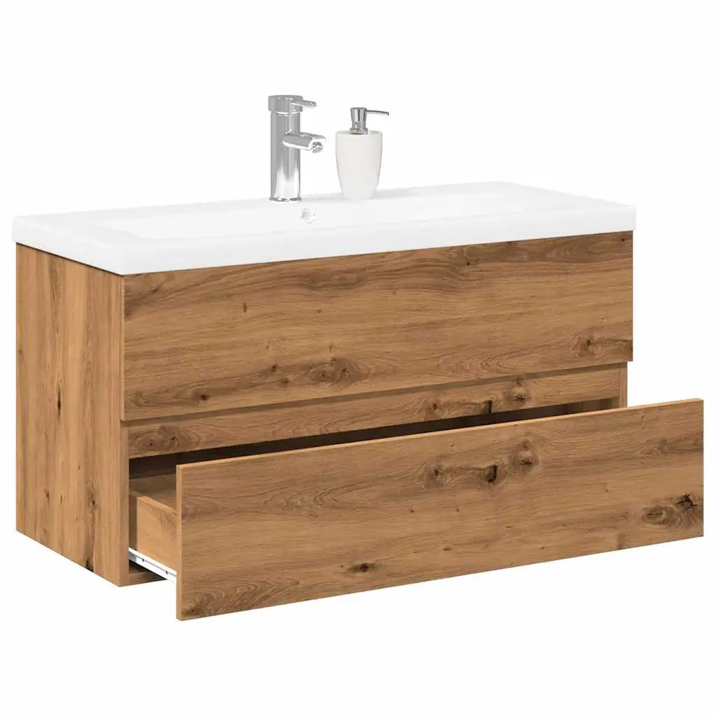 Armoire lavabo avec bassin intégré chêne artisanal - XIOS