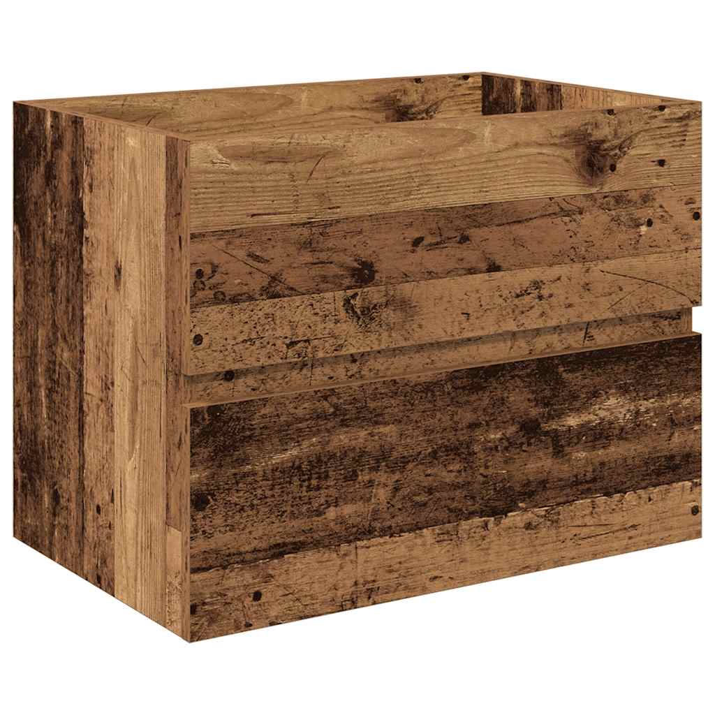 Meuble lavabo avec bassin et robinet intégrés vieux bois - XIOS