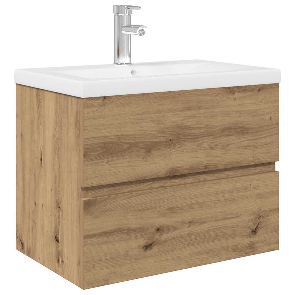 Meuble lavabo avec bassin et robinet intégrés chêne artisanal - XIOS
