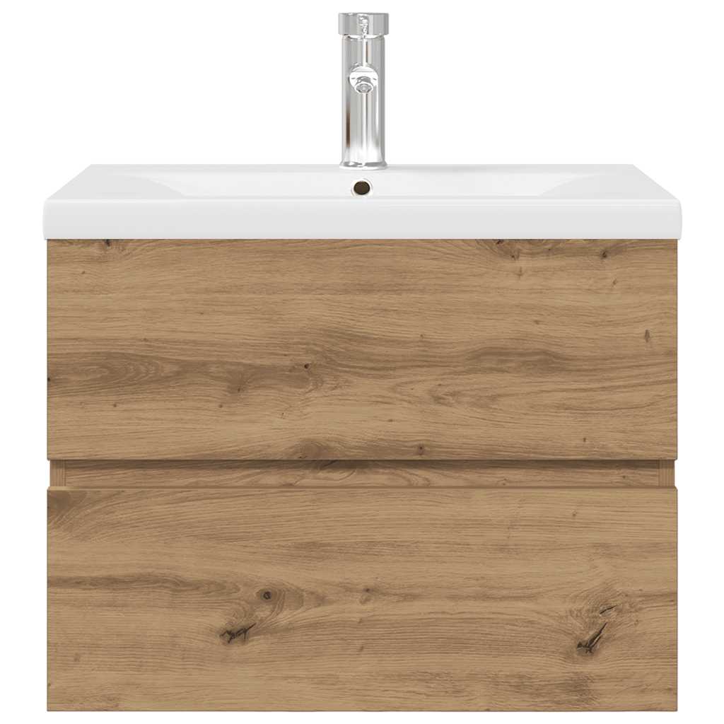 Meuble lavabo avec bassin et robinet intégrés chêne artisanal - XIOS