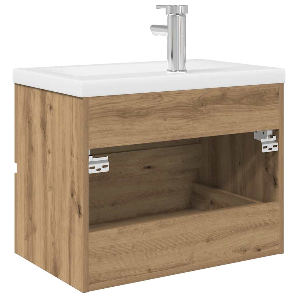 Meuble lavabo avec bassin et robinet intégrés chêne artisanal - XIOS