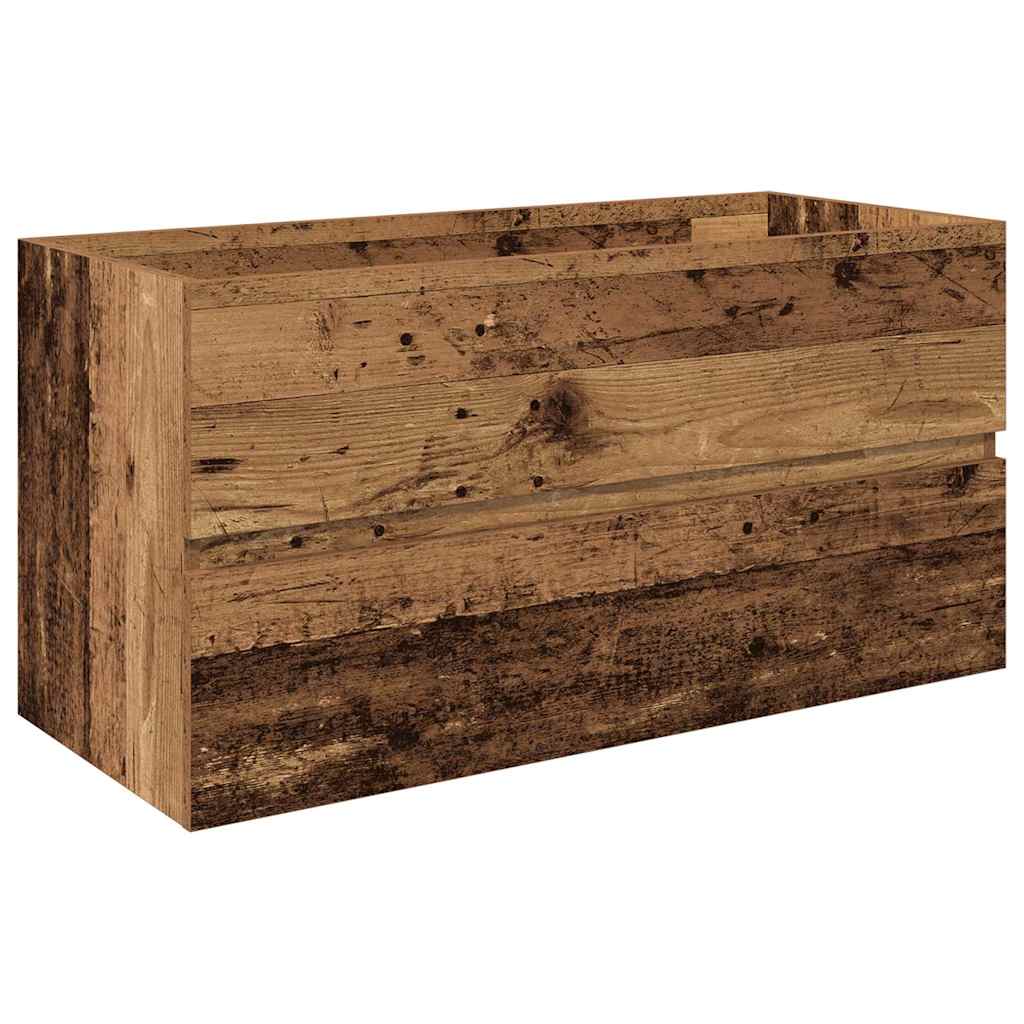Meuble lavabo avec bassin et robinet intégrés vieux bois - XIOS