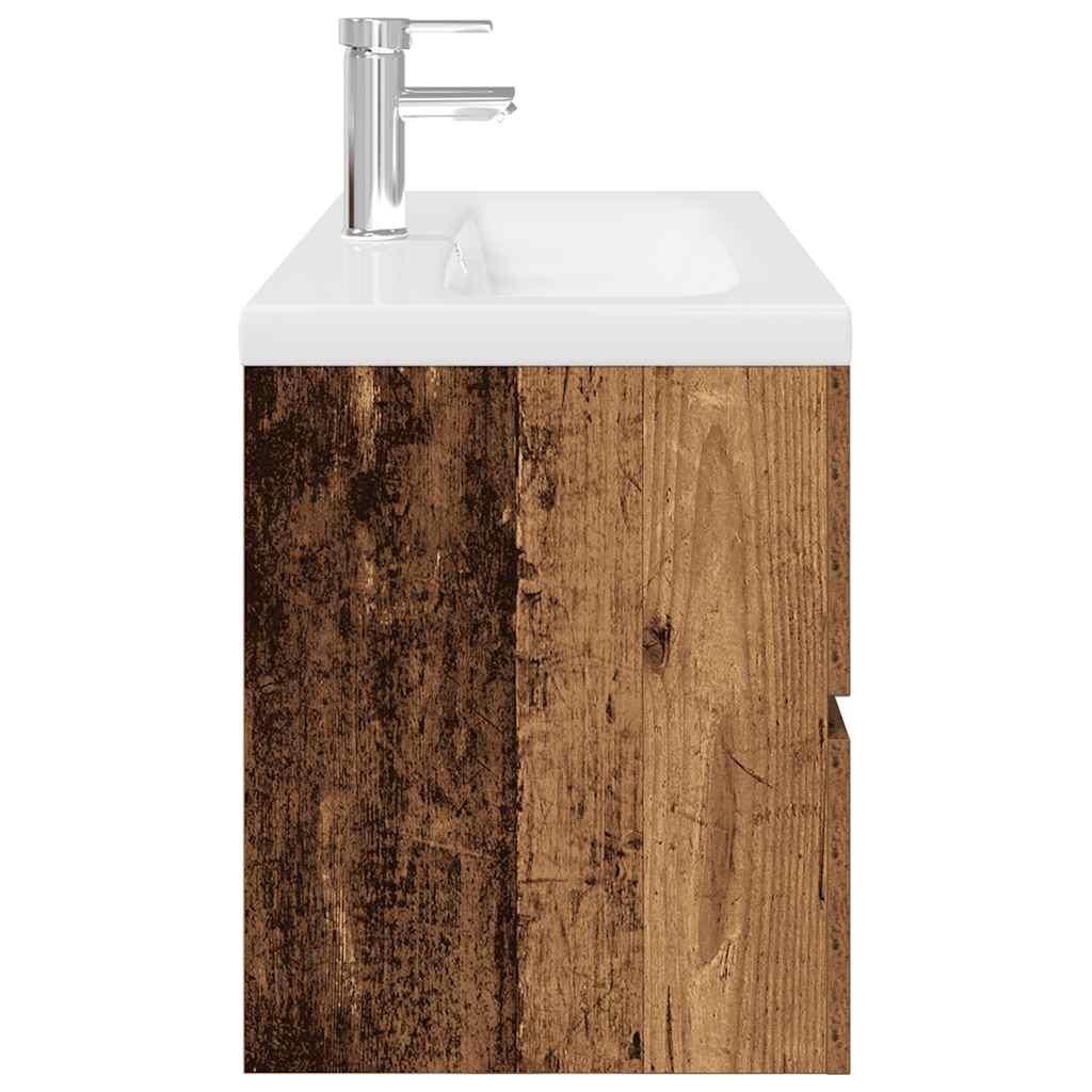Meuble lavabo avec bassin et robinet intégrés vieux bois - XIOS