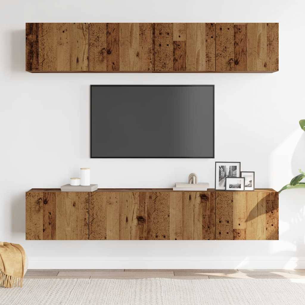 Meubles TV muraux 4 pcs vieux bois bois d'ingénierie