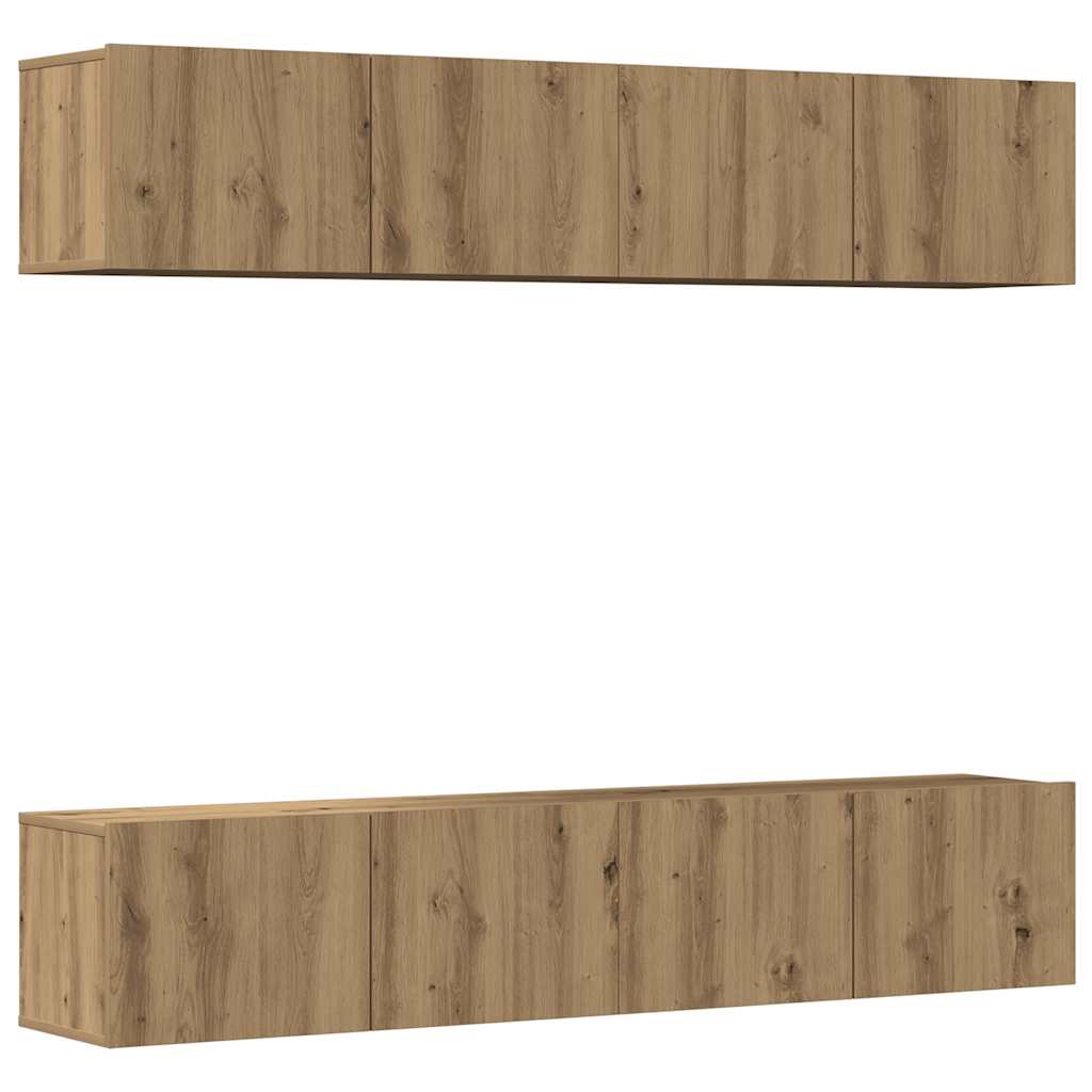 Meubles TV muraux 4 pcs chêne artisanal bois d'ingénierie - XIOS