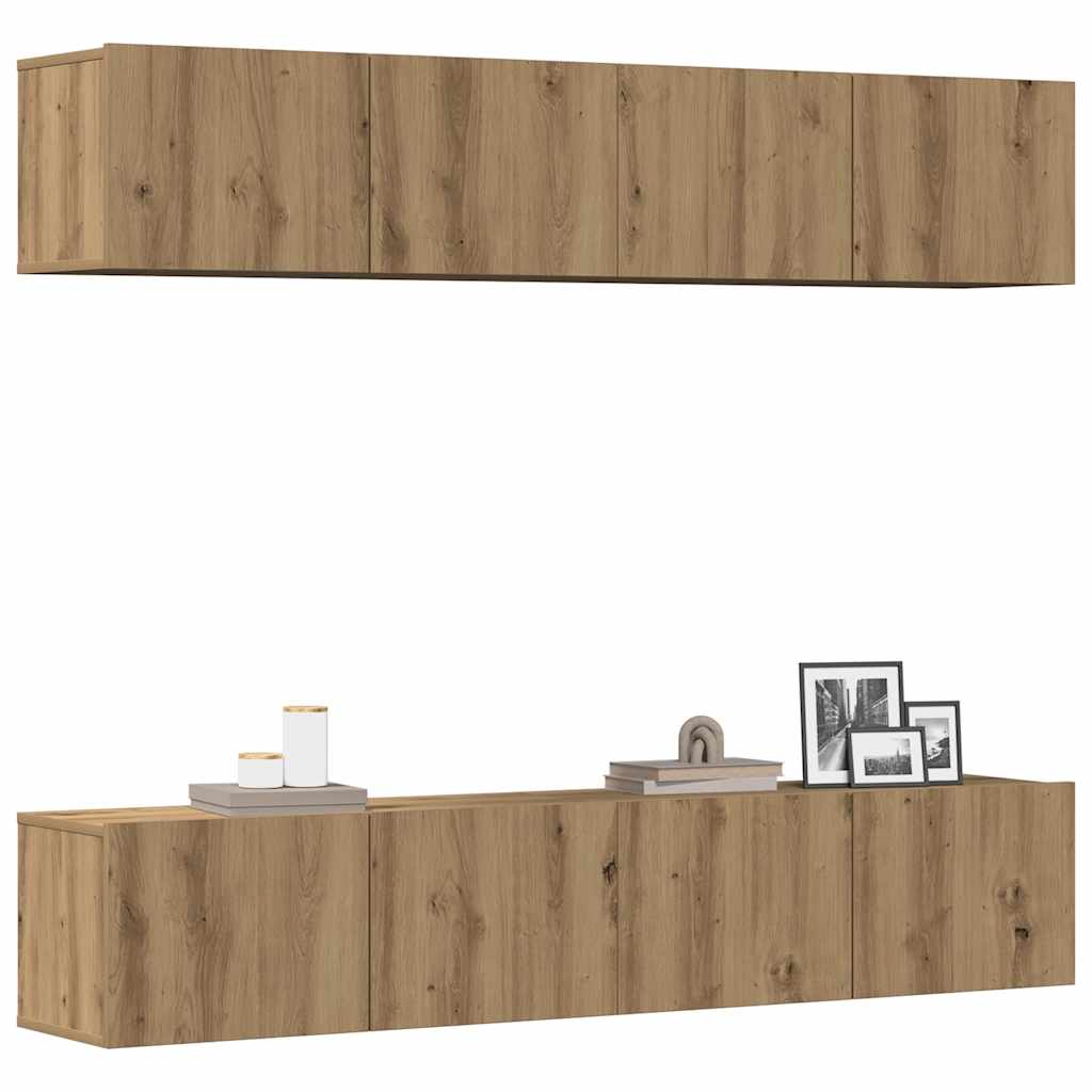Meubles TV muraux 4 pcs chêne artisanal bois d'ingénierie - XIOS