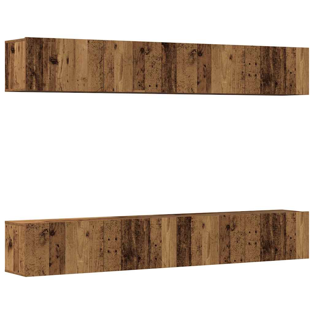 Ensemble de 4 meubles TV muraux en bois vieilli 100x30x30 cm - XIOS