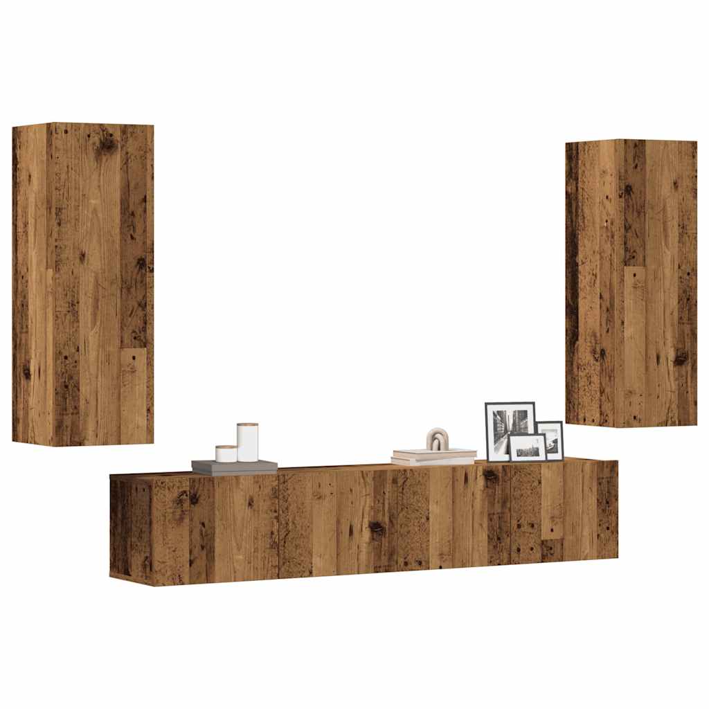 Meubles TV muraux 4 pcs vieux bois bois d'ingénierie - XIOS