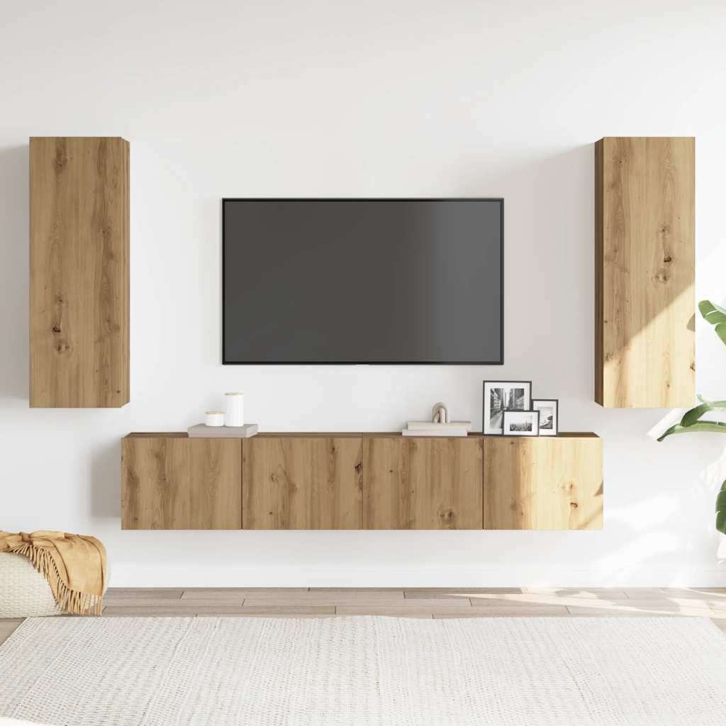 Meubles TV muraux 4 pcs chêne artisanal bois d'ingénierie - XIOS