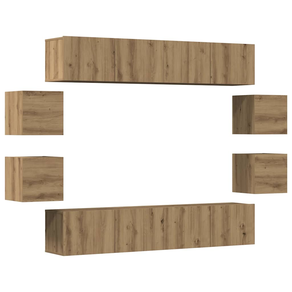 Ensemble de meuble TV mural 8 pcs chêne artisanal