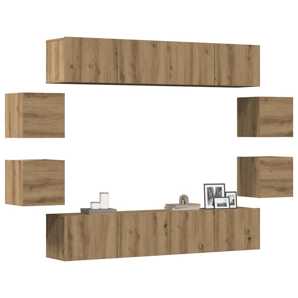 Ensemble de meuble TV mural 8 pcs chêne artisanal - XIOS