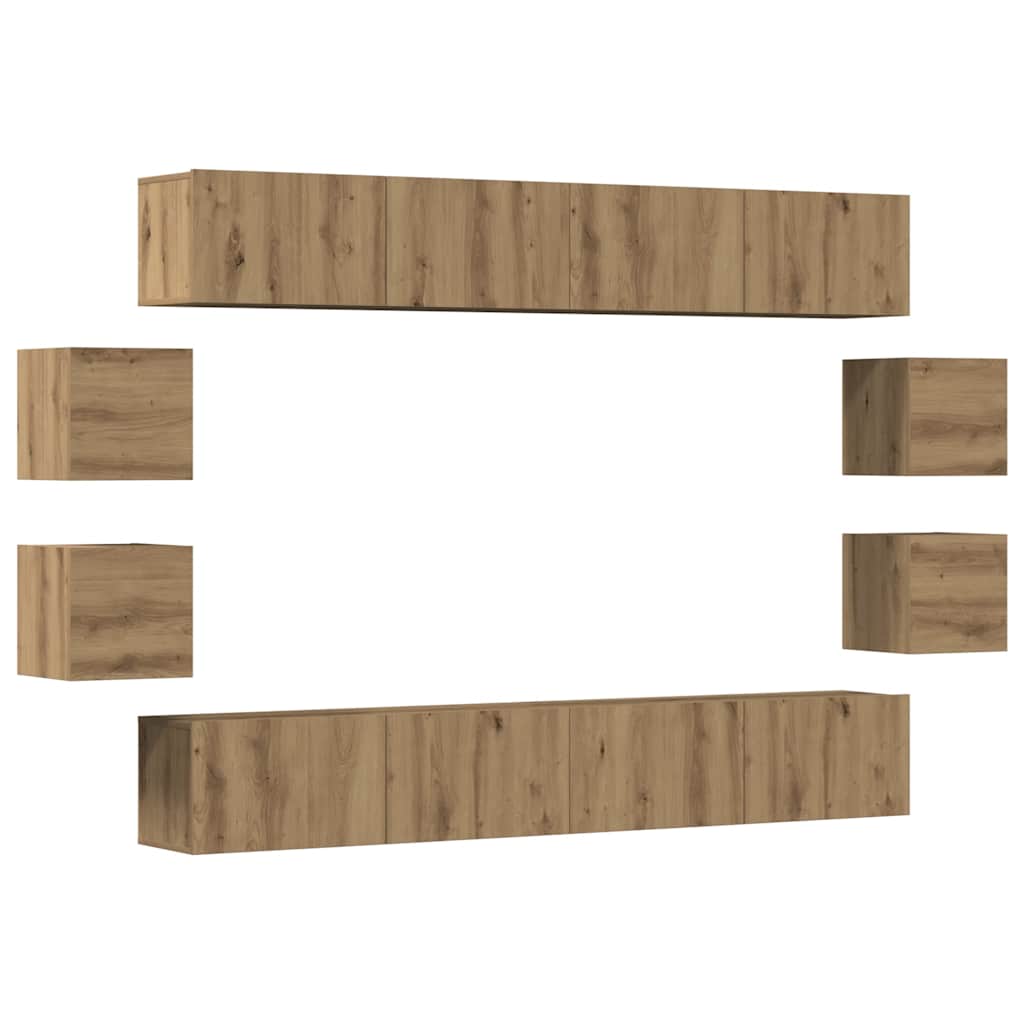 Ensemble de meuble TV mural 8 pcs chêne artisanal - XIOS